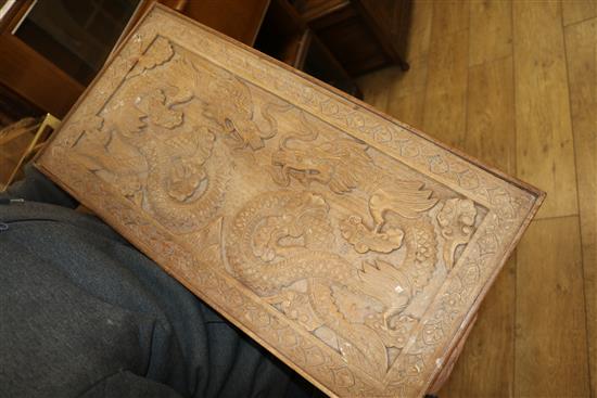 A Chinese carved low table W.63cm